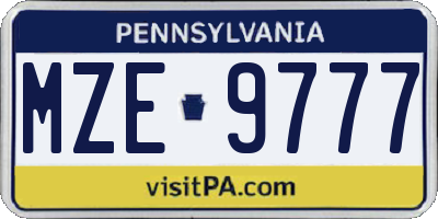 PA license plate MZE9777