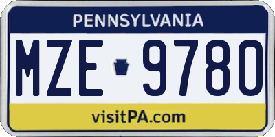 PA license plate MZE9780