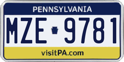 PA license plate MZE9781