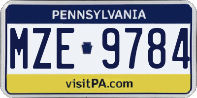 PA license plate MZE9784