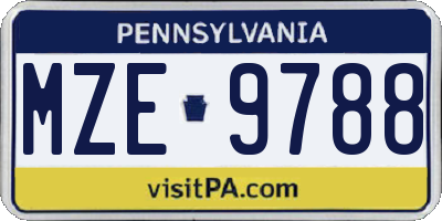 PA license plate MZE9788