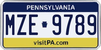 PA license plate MZE9789