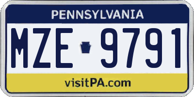 PA license plate MZE9791