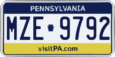 PA license plate MZE9792