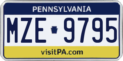 PA license plate MZE9795