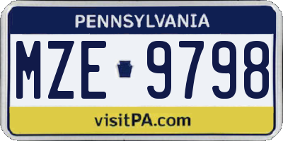 PA license plate MZE9798