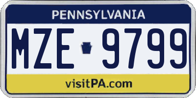 PA license plate MZE9799