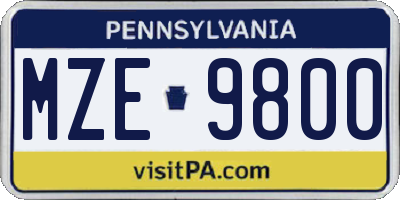 PA license plate MZE9800