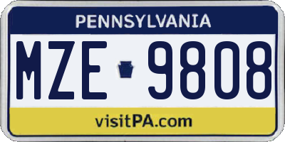 PA license plate MZE9808