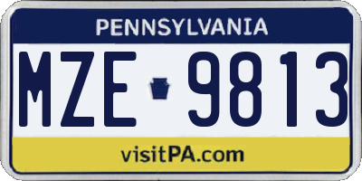 PA license plate MZE9813