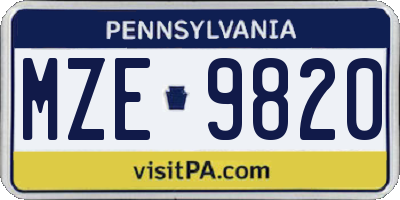 PA license plate MZE9820