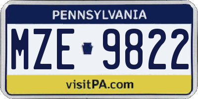 PA license plate MZE9822