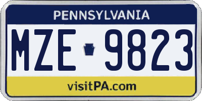 PA license plate MZE9823