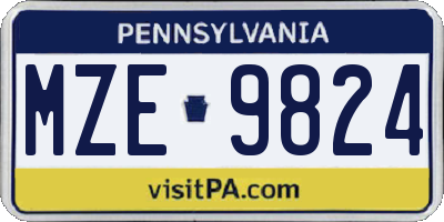 PA license plate MZE9824