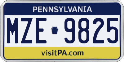 PA license plate MZE9825