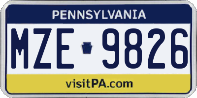 PA license plate MZE9826