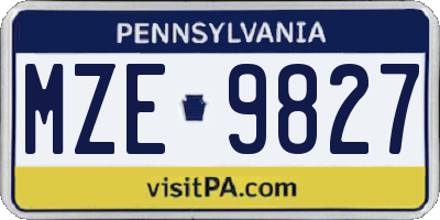 PA license plate MZE9827