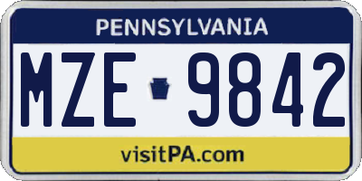 PA license plate MZE9842