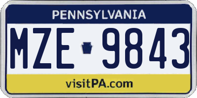 PA license plate MZE9843