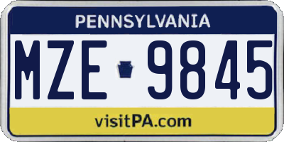 PA license plate MZE9845