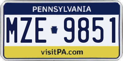 PA license plate MZE9851
