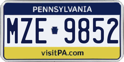 PA license plate MZE9852