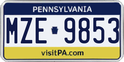 PA license plate MZE9853