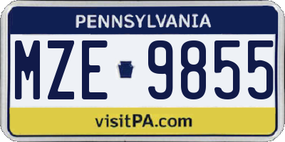 PA license plate MZE9855