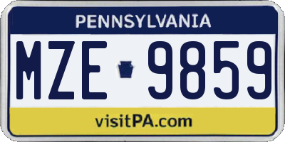 PA license plate MZE9859
