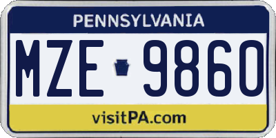 PA license plate MZE9860