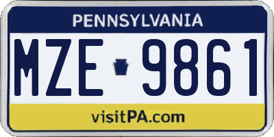 PA license plate MZE9861