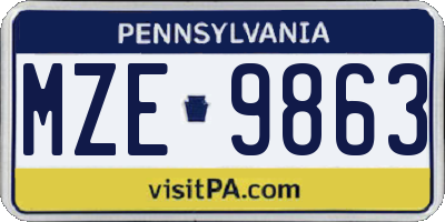 PA license plate MZE9863
