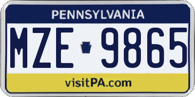 PA license plate MZE9865