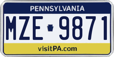 PA license plate MZE9871