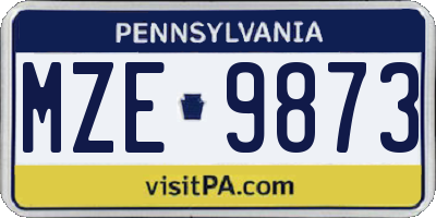 PA license plate MZE9873