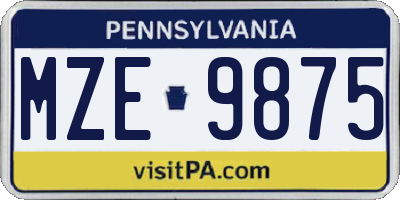 PA license plate MZE9875