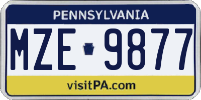 PA license plate MZE9877