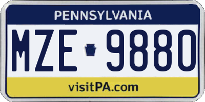 PA license plate MZE9880