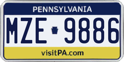 PA license plate MZE9886