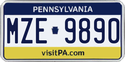 PA license plate MZE9890
