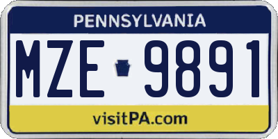 PA license plate MZE9891