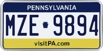 PA license plate MZE9894