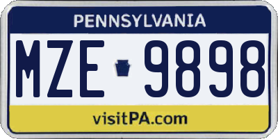PA license plate MZE9898