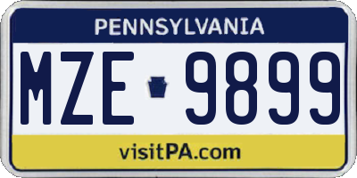 PA license plate MZE9899