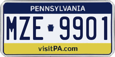 PA license plate MZE9901