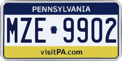 PA license plate MZE9902