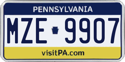 PA license plate MZE9907