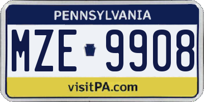 PA license plate MZE9908