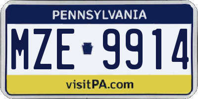 PA license plate MZE9914