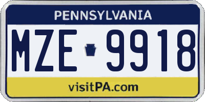 PA license plate MZE9918